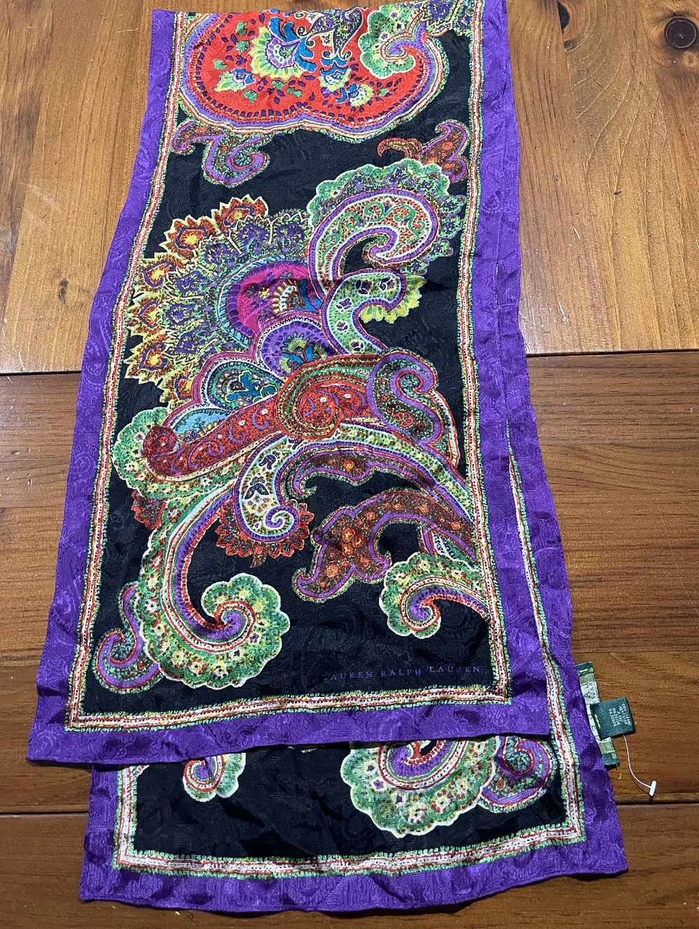 Lauren Ralph Lauren Womens Vintage‎ 100% Silk Multicolor Paisley Granny Scarf